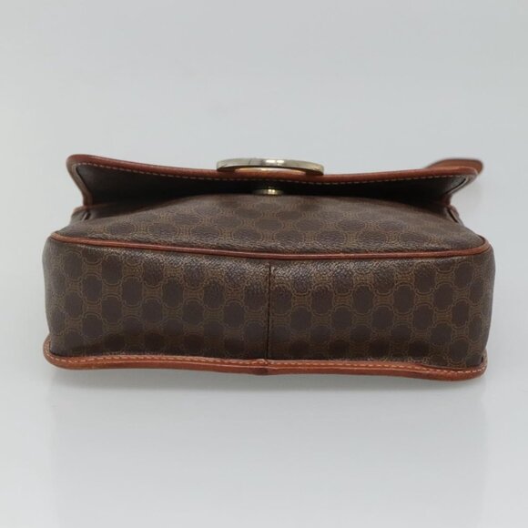 CELINE Macadam Canvas Circle Shoulder Bag PVC Leather Brown Gold Auth EC528 - Picture 6 of 16